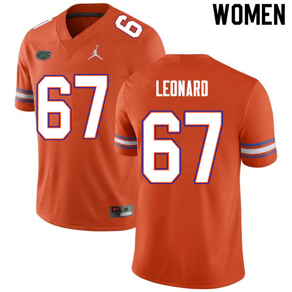 Women #67 Richie Leonard Florida Gators College Football Jerseys Sale-Orange
